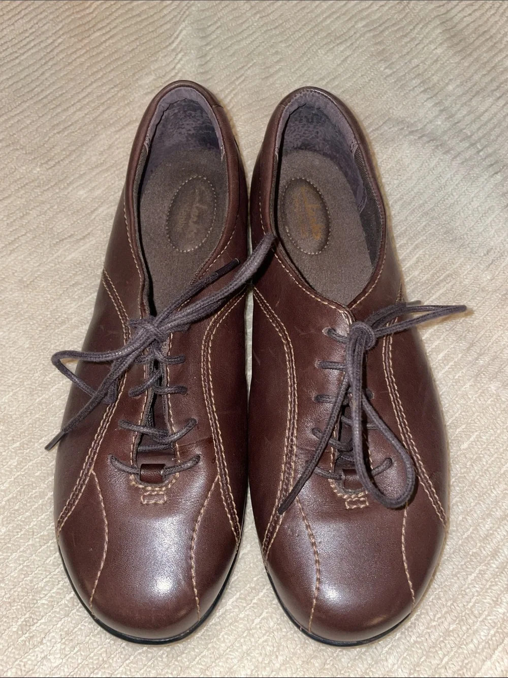Clark's Bendables Womens Leather Business Casual Oxford Loafer, Brown size 8 1/2